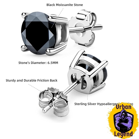 2 CTW Moissanite Black Moissanite Stud Earrings - Picture 10 of 16